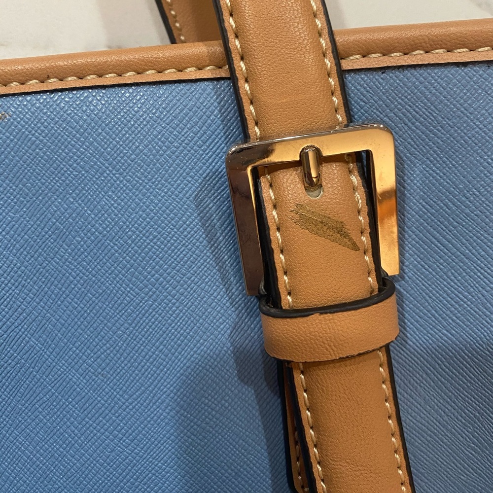 Giani Bernini Saffiano Tote Light Blue Tan NWT - Picture 3 of 16